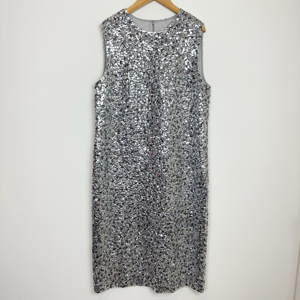 Michael Kors Collection Hand-Embroidered Sequin Silk Georgette Shift Dress Sz 12 - Picture 3 of 11